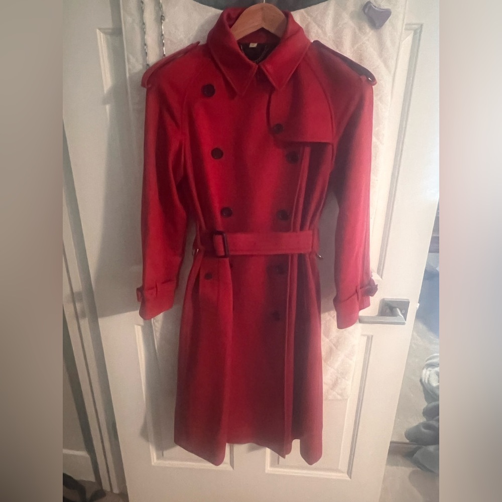 Burberry red 100% cashmere coat